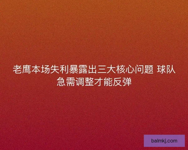 老鹰本场失利暴露出三大核心问题 球队急需调整才能反弹