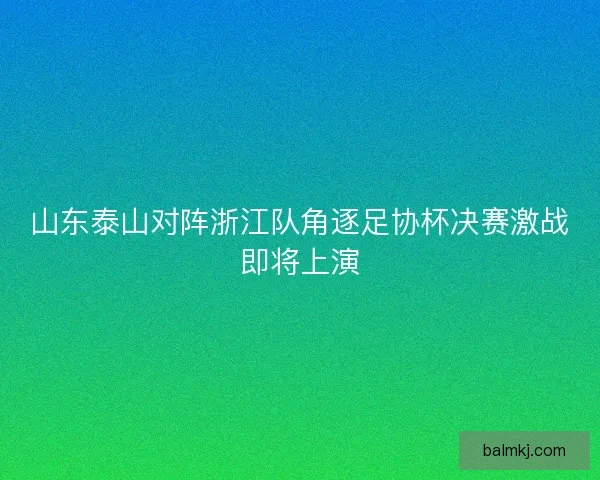 山东泰山对阵浙江队角逐足协杯决赛激战即将上演 山东泰山对阵浙江队角逐足协杯决赛激战即将上演